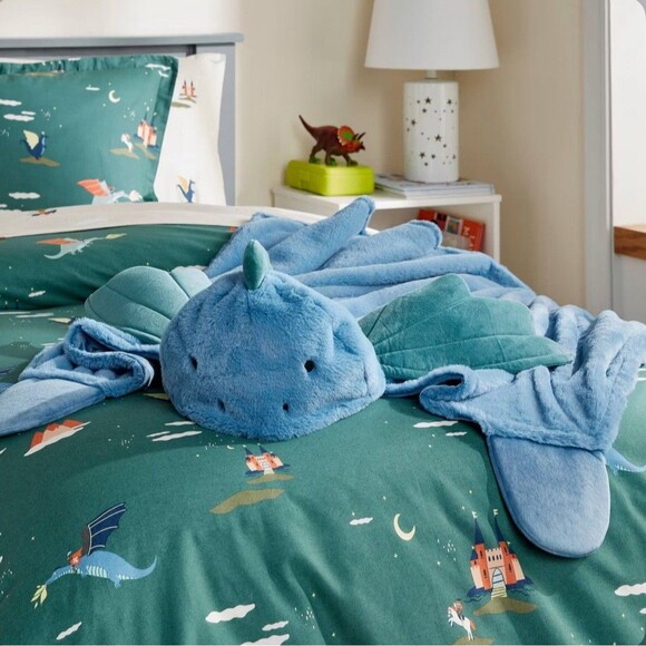 Dragon Kids' Hooded Blanket Soft and Cuddly 40x50 Blue - Pillowfort - NEW - Picture 2 of 4